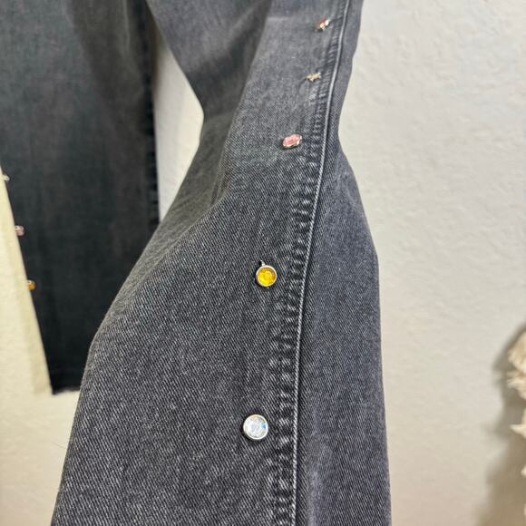 ROCKIES ROCKY MOUNTAIN Jeans 26 VTG Black Washed Bare Back Rhinestone Cowgirl - Picture 8 of 14